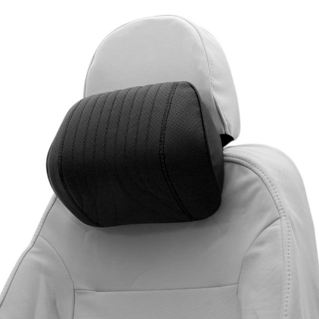 Almohada para la Cabeza del Automóvil Unique Bargains, Soporte Ergonómico y Cómodo para el Cuello, Cuero, Espuma Viscoelástica, Ancho Ajustable, Negro, 1 Pcs para Conducir y Viajar