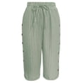 thumbnail image 5 of Striped Capri Pants Women Drawstring Loose Fit Button Pants Lightweight Summer Pinstripe Pants, 5 of 8