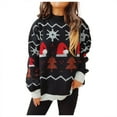 thumbnail image 1 of Fgnfyis Chandail de Noël pour Femme d'Automne et d'Hiver à Col Rond, Manches Longues, Chandail à Enfiler, Design Festif, Chandails de Noël pour Femmes, Noir G, 1 of 9