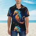 thumbnail image 2 of Pofeuu Yellow Fish Seahorse Print Hawaiian Shirt for Men Sleeves Casual Button Down Summer Beach Dress Shirts T-Shirts,Small, 2 of 7