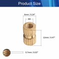 thumbnail image 2 of Wekity M4x12mm Female Thread Knurled Nuts Hx6mm OD Brass Threaded Insert Embedment Nuts Hydraulic Welded Joint Injection Molding Assortment Kit for 3D Printing Injection Molding 30PCS-0621, 2 of 5