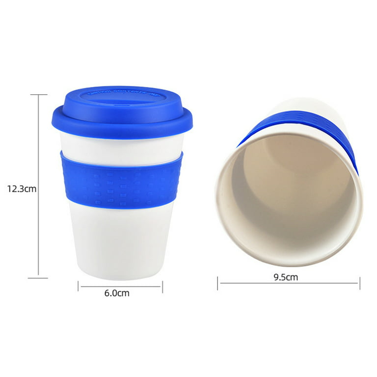 Ceramic Travel Mug With Silicone Lid and Heatband, 12oz Ceramic