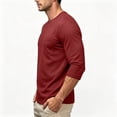 thumbnail image 6 of Smsaxvxz Men's 3/4 Sleeve Shirts Lightweight Crew Neck Pocket T-shirts Moisture Wicking Soft Comfort Casual Fall Tops Wine XL, 6 of 7