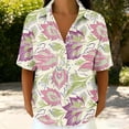 thumbnail image 3 of Favoffer Women's Floral Print Linen Button Down Short Sleeve Shirts V Neck Casual Summer Blouses Loose Fit Hawaiian Tops for Beach Vacation Daily Work, 3 of 7