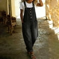 thumbnail image 4 of Textilo Womens Denim Bib Overall Wide Leg Button Front Jumpsuits with Pockets Adjustable Straps Sleeveless Romper Vintage Loose Casual Y2k Baggy Outfits,Black M, 4 of 7