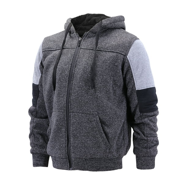 VKWEAR - Men’s Two Tone Warm Soft Sherpa Lined Moto Quilted Zipper ...