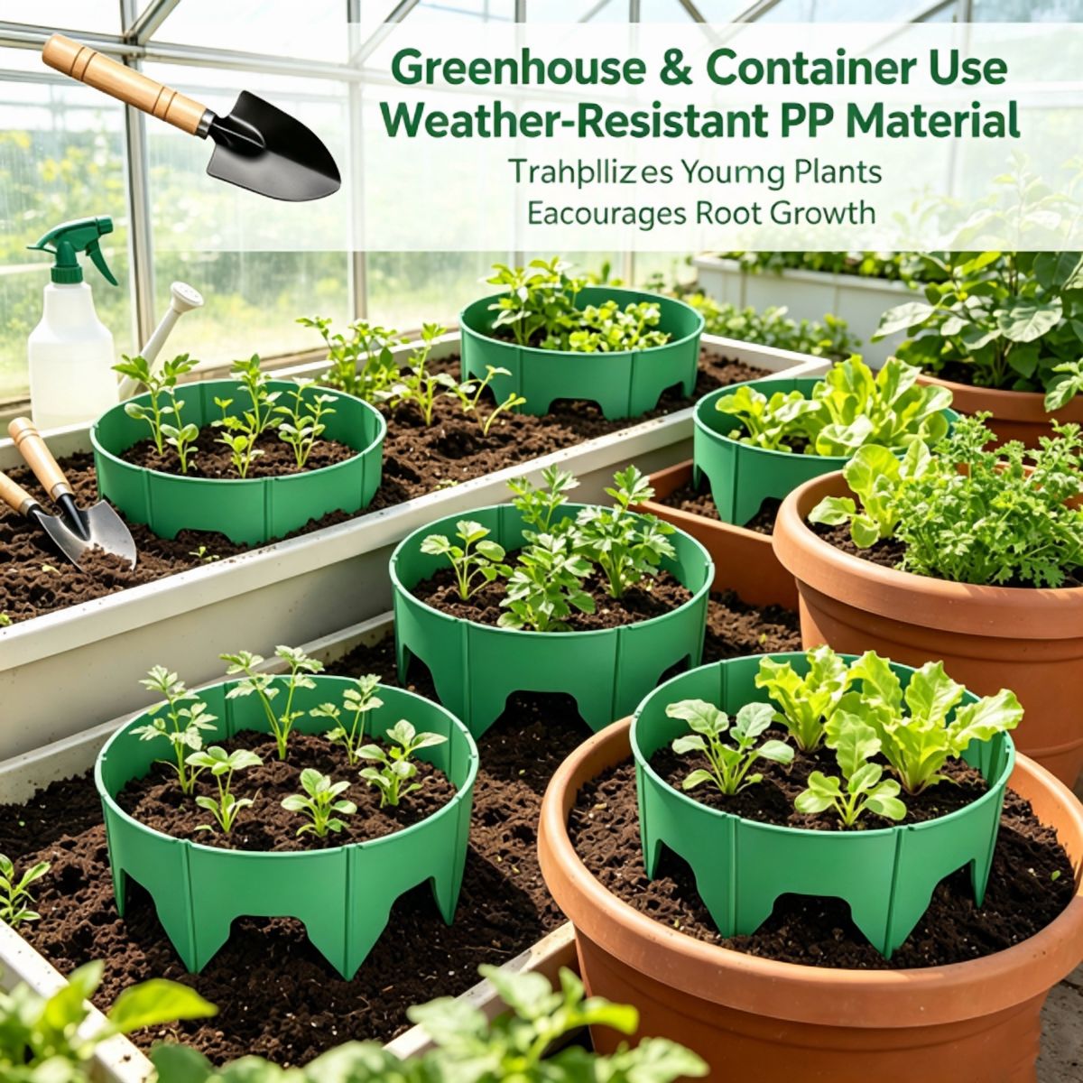 Adjustable Interlocking Plant Grow Rings, PP Plastic Plant Guard with Snap‑Together Panels, Garden Plant Border for Vegetables, Flowers, Shrubs & Young Trees