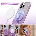 thumbnail image 5 of Fyxkocm for iPhone 13 Pro Max Case with Butterfly Stand Compatible with Magsafe, Women Girls Bling Luxury Glitter Clear Phone Case Shockproof Protective Cover for iPhone 13 Pro Max 6.7 inch, Purple, 5 of 7