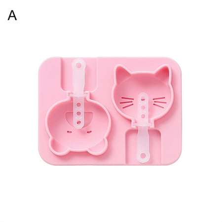 

Farfi 1 Set Ice Cream Mold Food Grade Cartoon Silicone High Toughness 2 Grids Ice Pop Mold Kitchen Supplies