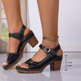 thumbnail image 2 of Women's Heeled Sandals Buckle Strap Open Toe Summer Dress Pumps Shoes Hollow out Breathable Slingback Heels Black Size 9.5, 2 of 8