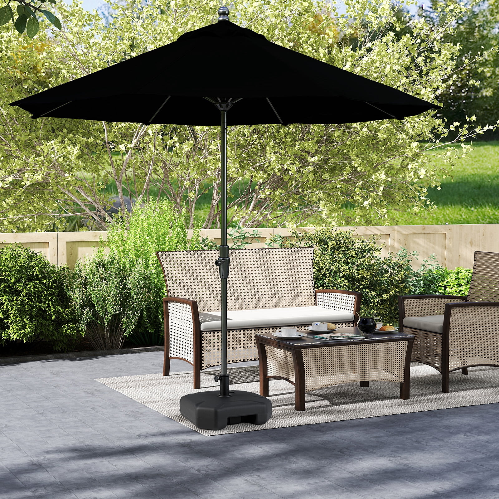Gymax Fillable Patio Umbrella Base Outdoor Market Umbrella Stand w/ Handle for Yard