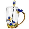 thumbnail image 6 of STP GOODS Graceful Bloom Enamel Glass Mug with Spoon in Gift Box 11.8 fl oz (350 ml) Floral Cup with Teaspoon Coffee and Tea Mug, Blue Clear, 6 of 6