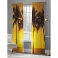 thumbnail image 4 of Sunset Coconut Tree Sheer Curtains 2 Panels Set Summer Landscape Sea View Sheer Window Curtains Light Filtering Rod Pocket Voile Drapes for Bedroom Living Room 52"X96", 4 of 8