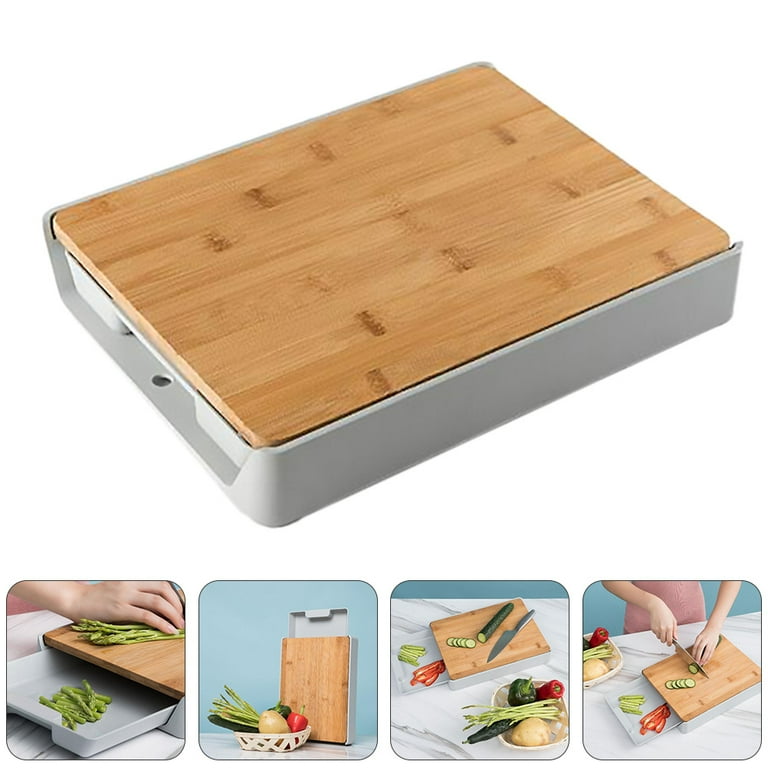 Wooden chopping board with drawer online