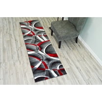 PREMIUM 3D Hand Carved Modern 2X7 2X8 Runner Rug Contemporary 2305 Gray Grey Red