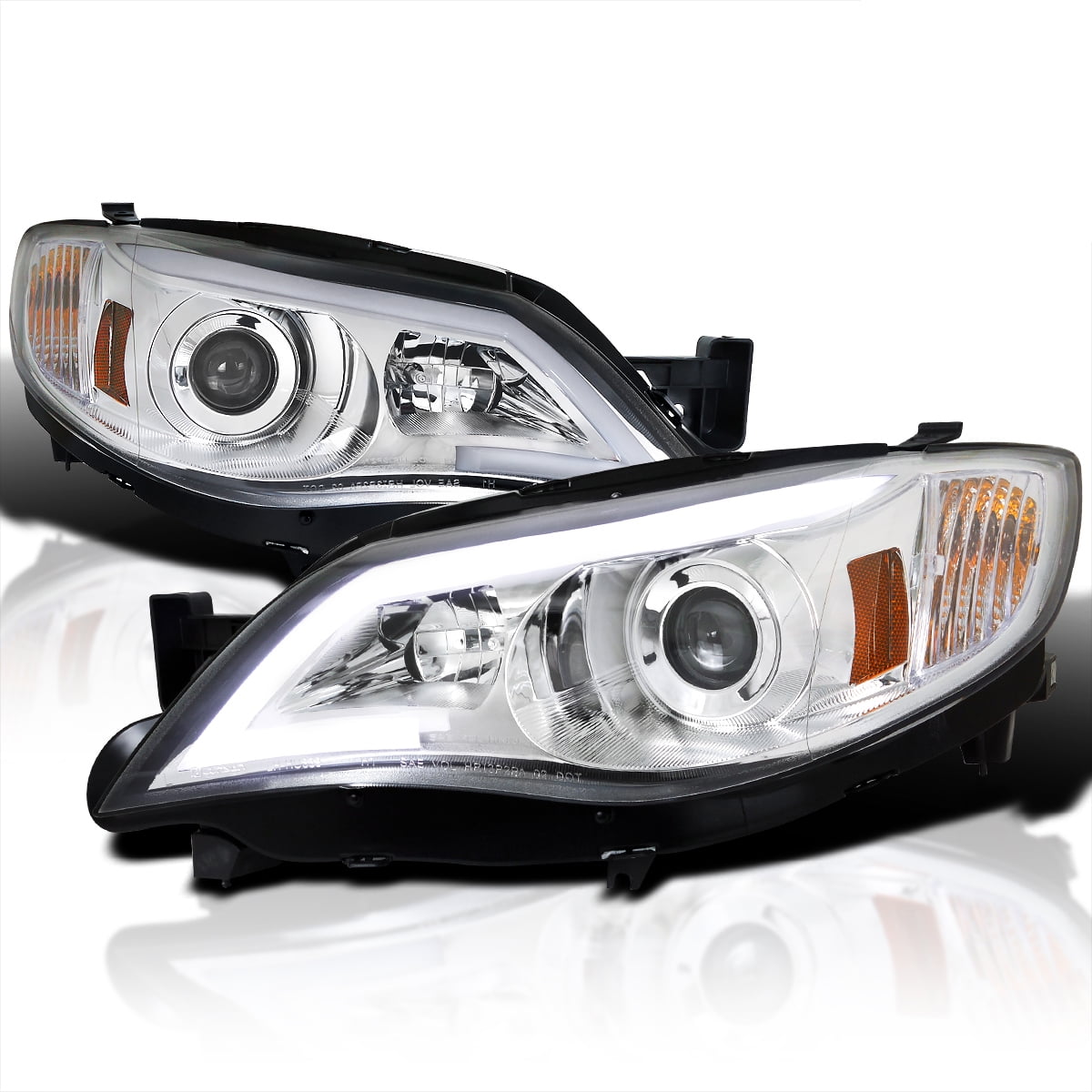 Spec-D Tuning Chrome Housing Clear Lens Projector Headlights Compatible with Subaru Legacy 2010-2014 Outback L+R Pair Head Light Lamp Assembly 