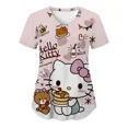 thumbnail image 1 of RWJDXD RWJDXD Uniforme d'Infirmière, Blouses Hello Kitty pour Femmes, Imprimé Cartoon, Manches Courtes, Poches, Uniformes Médicaux, 1 of 6