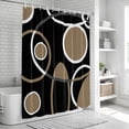 thumbnail image 5 of Polyester Fabric Black Brown Shower Curtain, White Circle Modern Minimalist Geometric Waterproof Bathtub Curtain Bathroom Decor Set with Hooks 66 x 72 Inches, 5 of 6