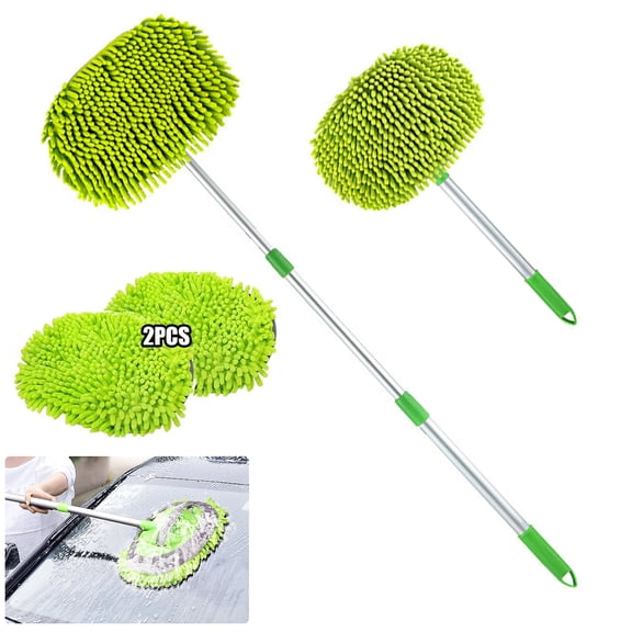 BTideas Car Wash Brush Kit,46.5'' Extendable Microfiber Car Wash Mop with Long Handle for RV Truck