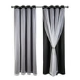 thumbnail image 1 of Layered solid room dark blackout and transparent ring top curtains, 1 of 5