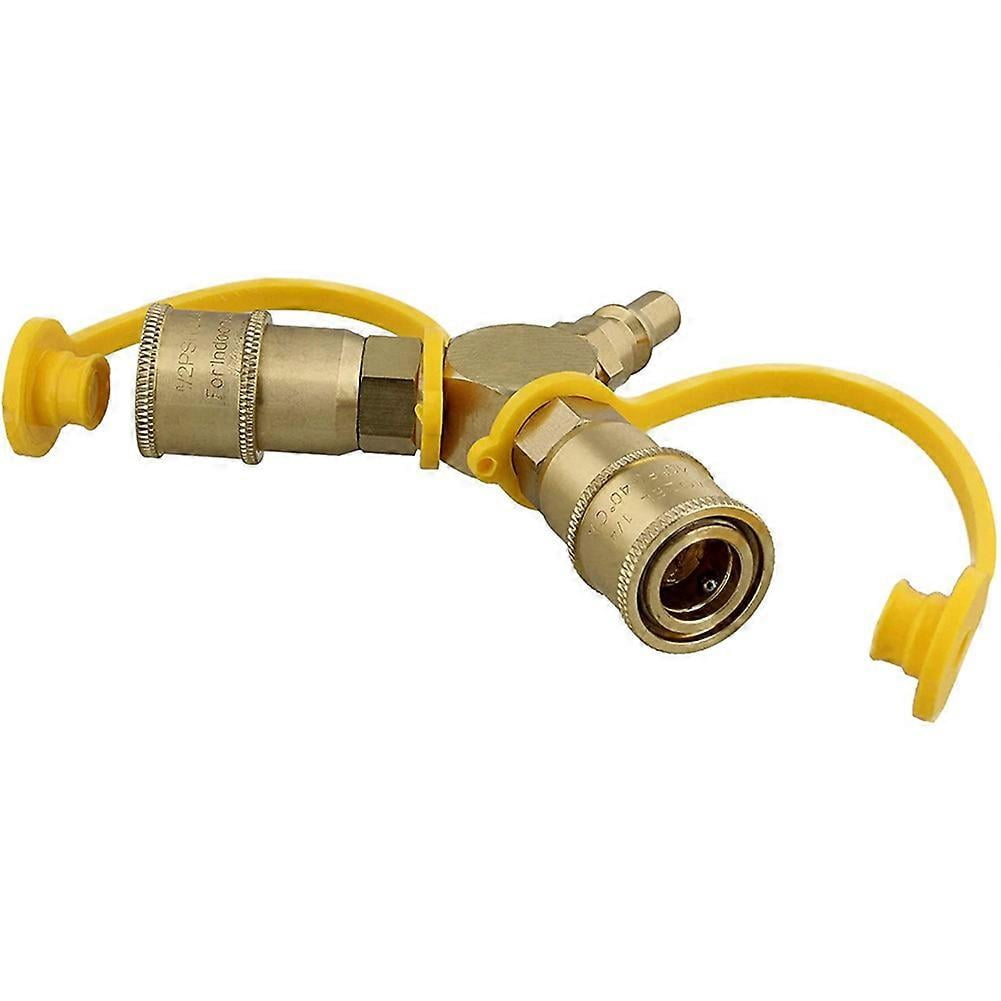 1/4in Propane Tank Adapters LP Gas Line Splitter 2 Way Hose Tee Y Propane Splitter - 2 Propane Quic