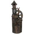 thumbnail image 1 of 2-in-1 Outdoor Water Fountain with Birdhouse, Resin Garden Waterfall with LED Lights & Adjustable Flow, Rustic Tree Trunk Design for Patio, Backyard, Garden and Balcony, Mixed Color, 1 of 7