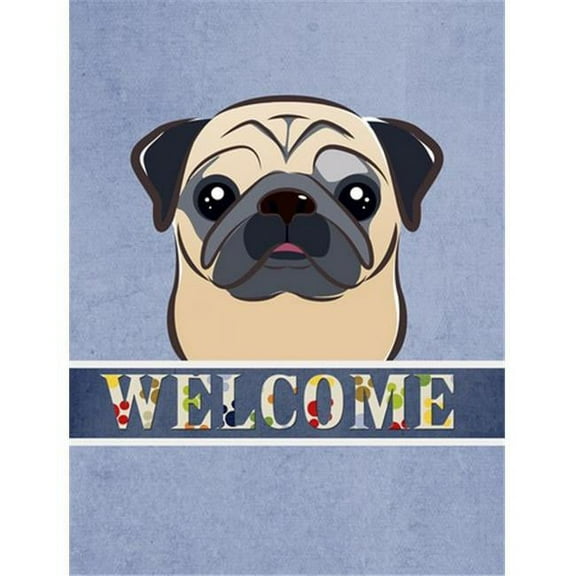 Caroline's Treasures BB1448CHF Fawn Pug Welcome Flag Canvas House Size , Large, multicolor