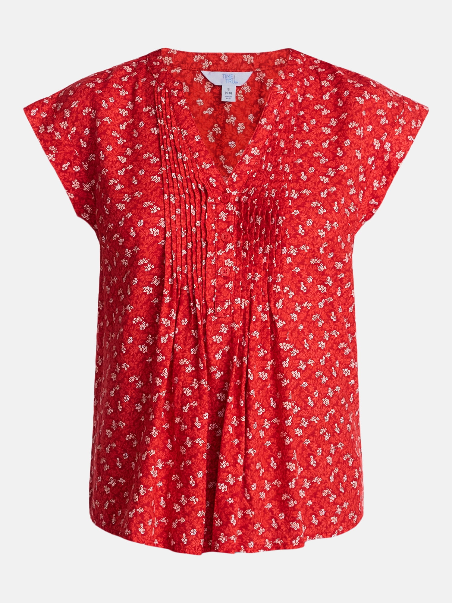 Time and Tru Women's Linen Pintuck Top, Sizes XS-XXXL