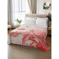 thumbnail image 2 of Coastal Red Twim Size Flat Sheet, Wrinkleproof & Fadeproof Cooling Flat Bed Sheet Only, Nautical Coral Seahorse Starfish Shell Breathable Soft Bedding Top Sheets 66 x 96 Inches, 2 of 8