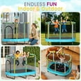 thumbnail image 6 of Baxluxe 60" Kids Trampoline 7-in-1, Elliptic Toddler Trampoline with Safety Enclosure Net, Height Adjustable Handrail & 500lbs Capacity, Mini Bouncer with Swing for Age 3-8, Blue Dinasour, 6 of 10
