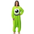 thumbnail image 6 of Disney Monsters Inc Mike Wazowski Hooded Kigurumi Adult Fleece Zip Up Costume One Piece Footless Pajama Union Suit, 6 of 8