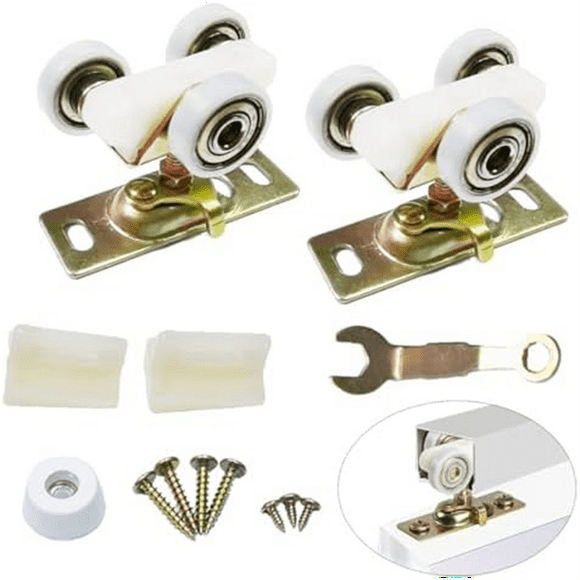 2 Pack Sliding Pocket Door Hardware Top Hanger Rollers Wheels Assembly Fit Part 1125 & 1500 Hardware Kit