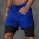 thumbnail image 2 of Mens Casual Pantalones Cortos Deportivos de Doble Capa Corriendo con Bolsillo de Cremallera Y Cordón de Cintura, Poliéster Atlético, 2 of 9