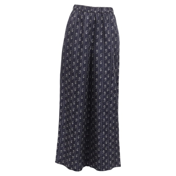 Pre-Owned Tory Burch Paisley-Patterned Wide-Leg Trousers in Navy Blue Viscose