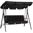 YODOLLA 3Seat Outdoor Steel Porch Swing with Canopy, Swing Glider