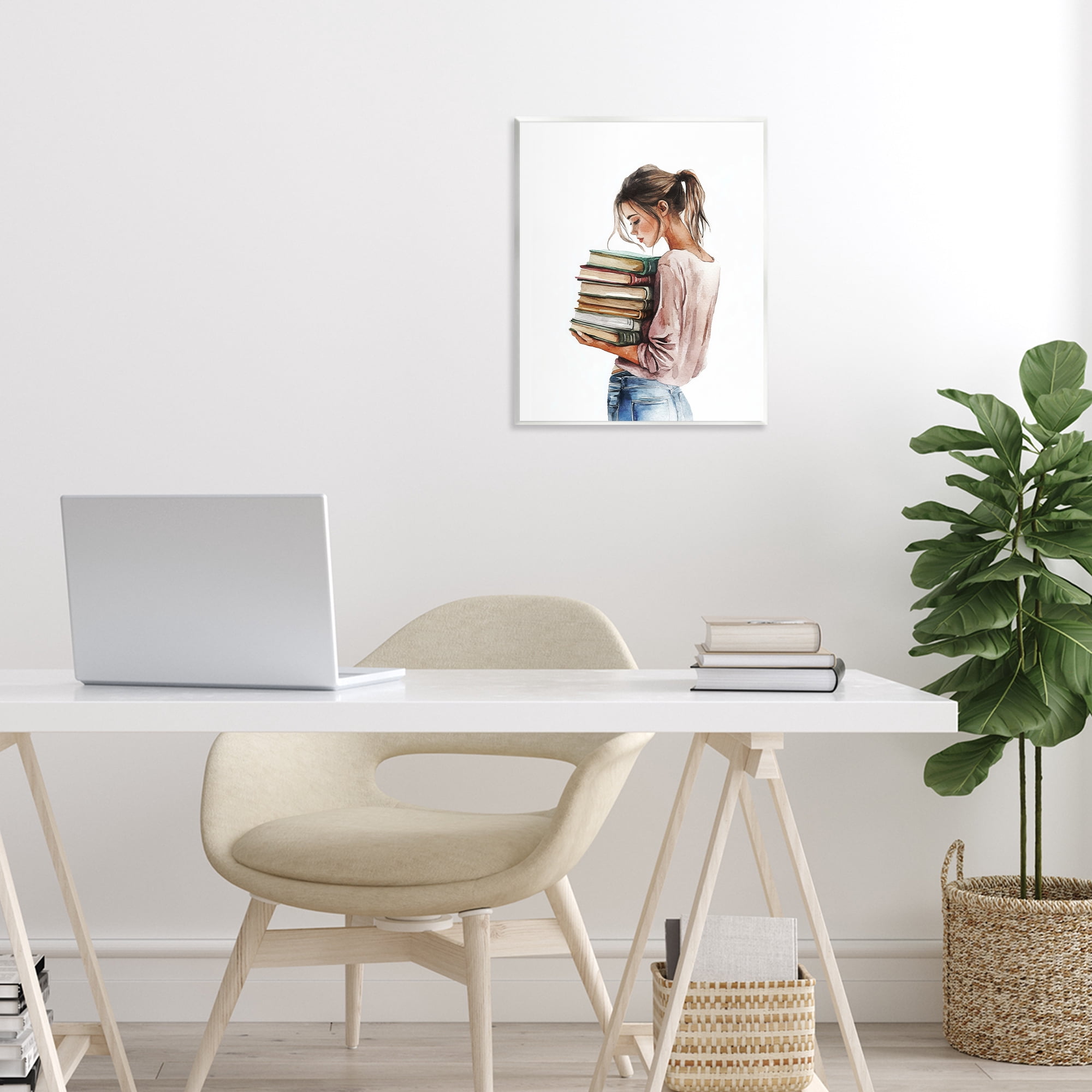 Stupell Industries Library Walk Girl Wall Plaque Art, design by Svetlana Aleynikova