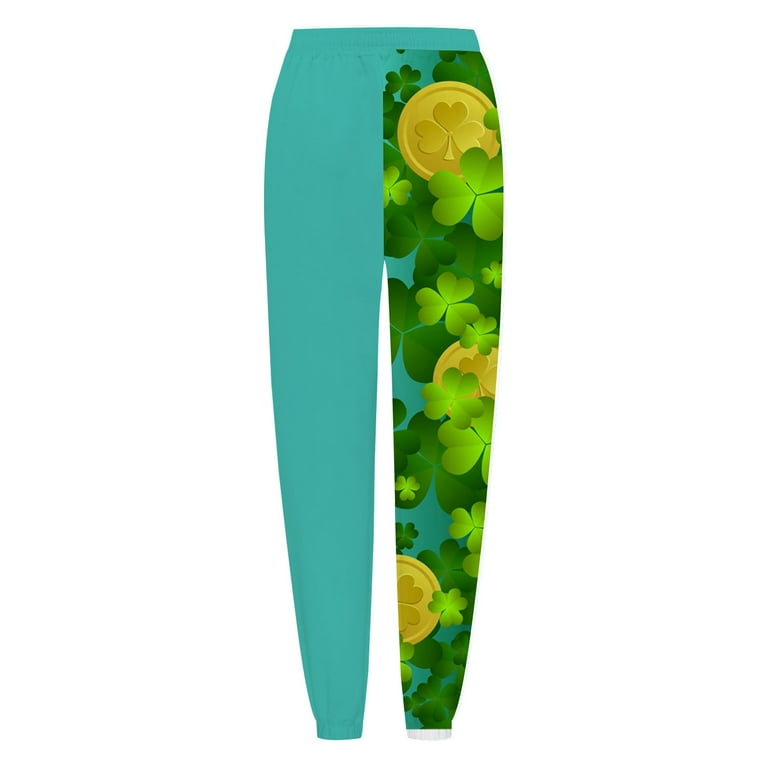 Womens Four Leaf Clover Heart Saint Patricks Day Irish Shamrock St Patricks Day Sweatpants Gift for Her Irish Sweatpants Pride Proud Irish Long Pants Mint Green shirts for women Small Walmart