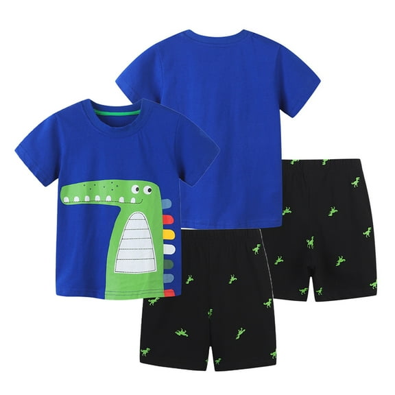 Esaierr Toddler Baby Boys Summer Outfit Short Sleeve Cartoon Printing Cotton Tees Shirt Tops Shorts Summer 2PCS Set 2-7 Years Old