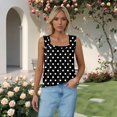 thumbnail image 2 of Women's Tank Tops Square Neck Pleated Front Camisole Tops for Women Polka Dot Print Loose Womens Summer Tops Casual Vacation L Black, 2 of 6
