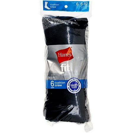 Hanes - Men's Fit Crew Socks, 6 Pairs