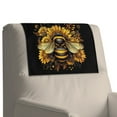 thumbnail image 4 of COEQINE Recliner Headrest Protector PU Leather Waterproof Sofa Headrest Covers with Adhesive Backed Hook and Loop Fasteners for Living Room Decor, 17x27 Inch, Bee Sunflower Black, 2 Pieces, 4 of 7