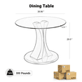 thumbnail image 2 of KATBOC 39.2in Double-C Glass Dining Table, Aluminum Tray & Base, Modern Kitchen Table for Small Spaces, Kitchen, Dinning Room, Gold, 2 of 6