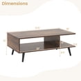 thumbnail image 3 of Gymax Table Basse à 2 Niveaux avec Compartiments et Pieds en Métal Table Rectangulaire pour Thé et Cocktails Café, 3 of 10