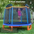 thumbnail image 2 of Best Choice Products 7ft Kids Enclosed Trampoline, Sturdy Childrens Jumper w/ Safety Net, Spring Pad, Zipper Entrance, 2 of 7