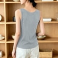 thumbnail image 5 of Womens V Neck Tank Tops Summer Ribbed Sleeveless Henley Shirts Casual Loose Fit Button Up Cami Knit Tees Gray, 5 of 6