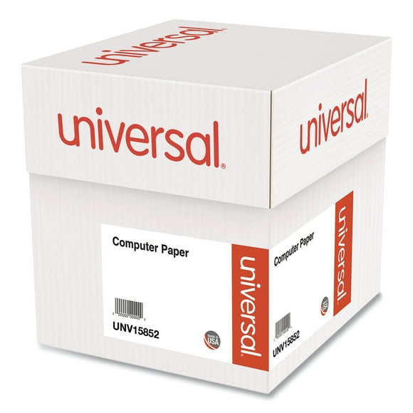 Universal Green Bar Computer Paper, Perforated Margins, 20lb, 14-7/8" x 11", 2400 Sheets