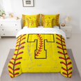 thumbnail image 2 of Manfei Monogrammed T Theme 7 Pieces Bedding Comforter Set,Baseball Sport Full Bedding Set,Boys Ball Game Fitted Sheet Flat Sheet For Teens,Ultra Soft Bedroom Decor Reversible, 2 of 8
