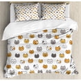 thumbnail image 1 of Nursery Queen Size Duvet Cover Set, Happy Funny Kittens in Various Colors Smiling Animals Cute Eyes, Decorative 3 Piece Bedding Set with 2 Pillow Shams, Grey Pale Brown Pale Orange, by Ambesonne, 1 of 3