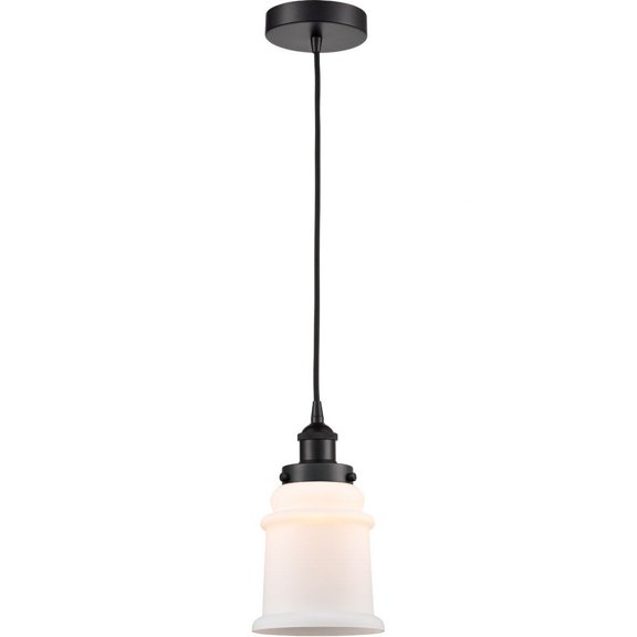 616-1PH-BK-G181 Innovations Lighting Canton - 1 Light Mini Pendant In Industrial Style-10 Inches Tall and 6 Inches Wide-Matte Black Finish-Matte White