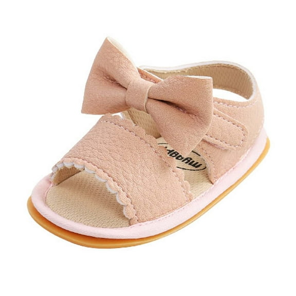 Odeerbi Baby Boys Girls Bow Sandals Prewalker Toddler Kid Baby Summer Breathable Sandals Soft Sole 2025 Casual Bowknot Non-slip Sandals Pink 0-3 Months